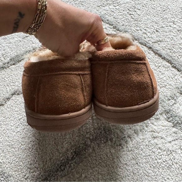 Lamo DOUBLEFACE SHEEPSKIN MOCCASIN slipper tan brown fleece lined  11 - Picture 6 of 12
